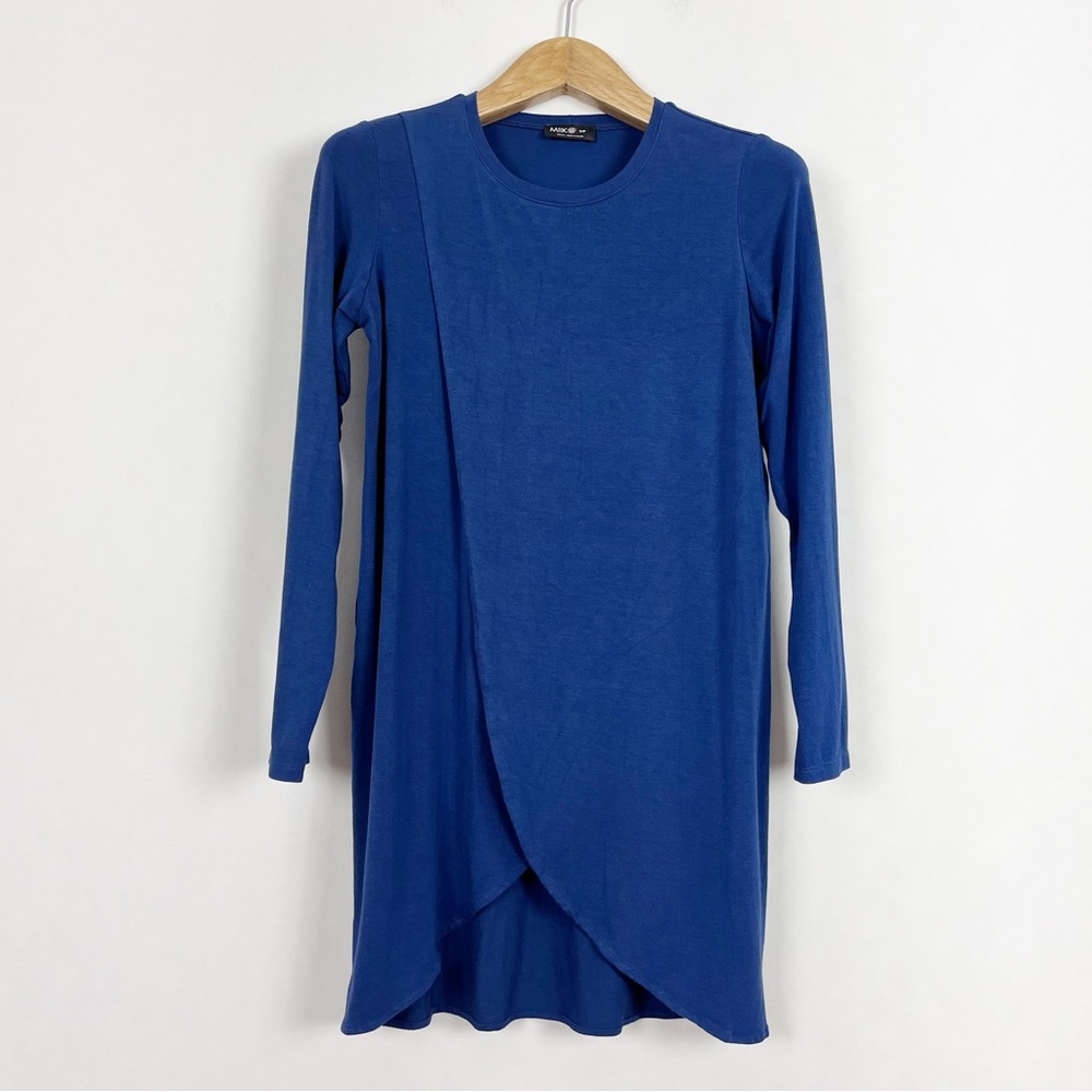 Miik 🇨🇦 Long Sleeve Crewneck Bamboo Royal Blue‎ Tunic Dress Size Small